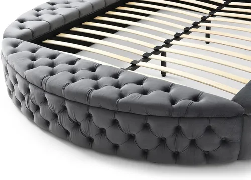 Vista 7 de Better Home Products Elizabeth - Cama Queen redonda de terciopelo de 91 x 101 pulgadas, color gris Negro