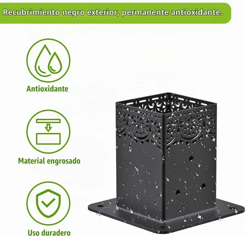 Vista 3 de Insaga Base decorativa de poste de 4 x 4 para hormigón, soporte de poste de 4 x 4 con base de 0.157 pulgadas de grosor, soportes de poste de C-4