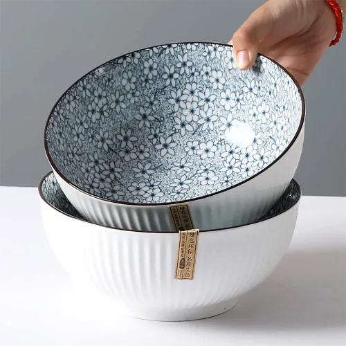 Vista 6 de Houlu Tazones Pho de 60 onzas, tazón grande de sopa, juego de cuencos de ramen japonés, cuencos de porcelana grandes de 8 pulgadas, juego de 3