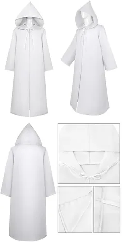 Vista 7 de YAQIZENG Wizard Robes Magician Cloak Halloween Costume Christmas Hooded Cape Adult Teens Knight Cloaks