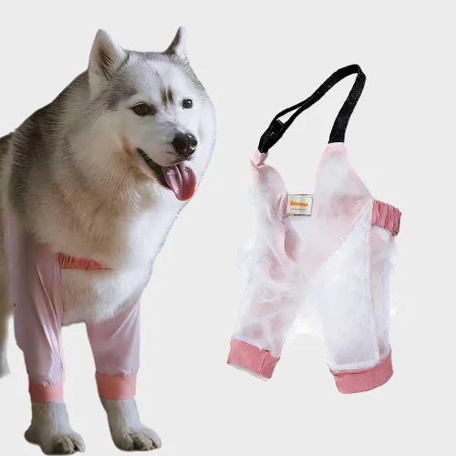 Vista 9 de Protector de codo para perro con seda de hielo transpirable, manga delantera para pierna con correa para el hombro, codo antilamer para higroma