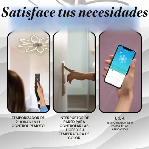 Vista 7 de Ventiladores de techo de 35'' con luces, ventilador de techo sin aspas con luces y control remoto, ventilador de techo de montaje empotrado con luz