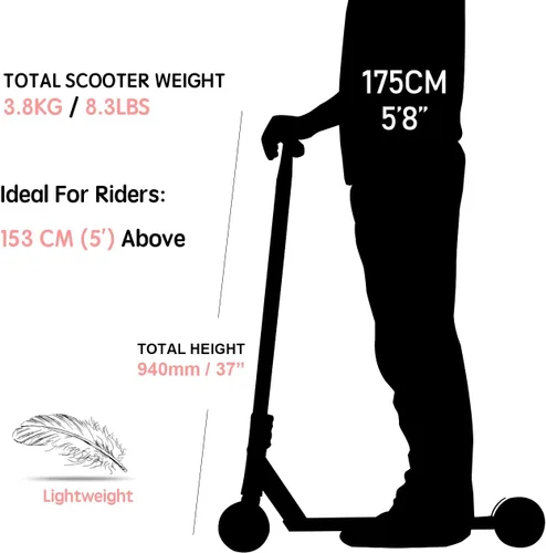 Vista 4 de Limit LMT71AZ Pro Patinetas de calle con extremos en caja, las mejores patinetas Freestyle BMX para acrobacias, perfectas para adultos