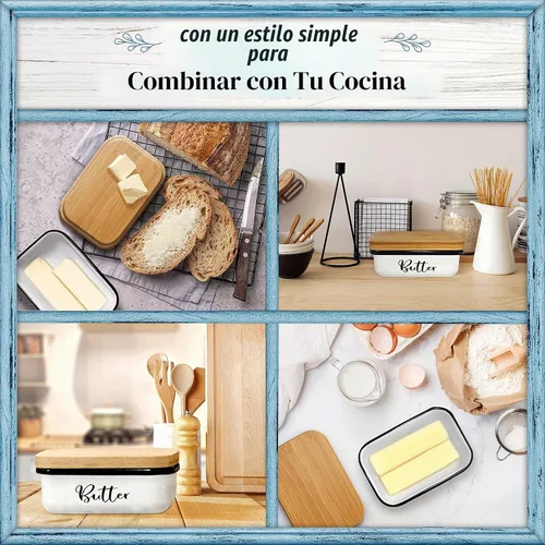 Vista 5 de Home Acre Designs - Mantequillera con tapa para decoración de hogar estilo granja, colección de cocina