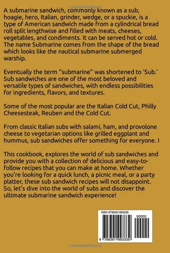 Vista 2 de Sub Sandwich Cookbook Hoagie, Grinders, Submarines and Other Sub Sandwich Recipes (Lunch Menu Cookbook)