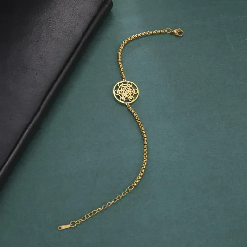 Vista 7 de Amaxer Pulsera de cubo de metatrones para mujer, diseño de arcángel, metatrón, protección hueca, acero inoxidable, pulsera con dije para cadena