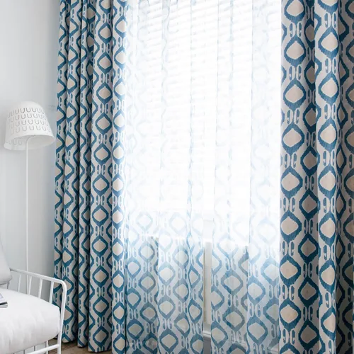 Vista 5 de Cortinas para oscurecer la habitación, cortinas modernas con ojales con estampado geométrico para granja, paneles de cortina divisores