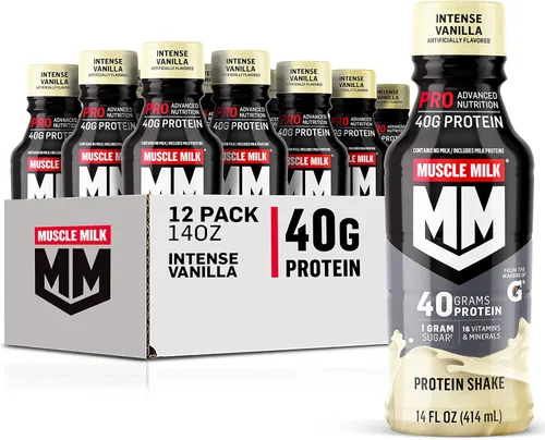 Vista 9 de Muscle Milk Pro Advanced Nutrition - Batido de proteínas, chocolate Knockout, botella de 14 onzas líquidas, paquete de 12, 1.41 onzas de proteína