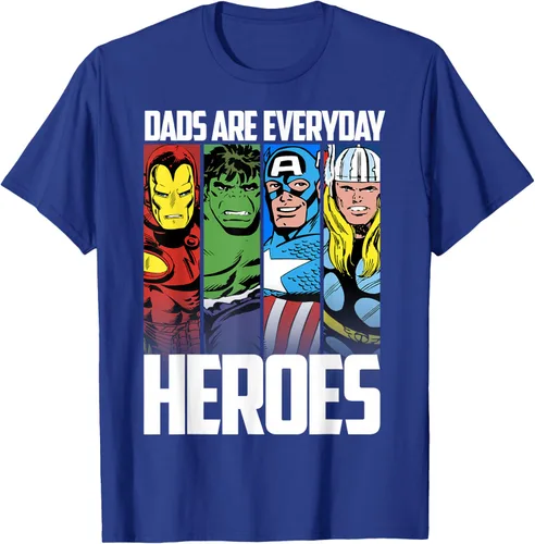 Vista 20 de Marvel Camiseta gráfica de héroes cotidianos para el Día del Padre de los Vengadores, Negro