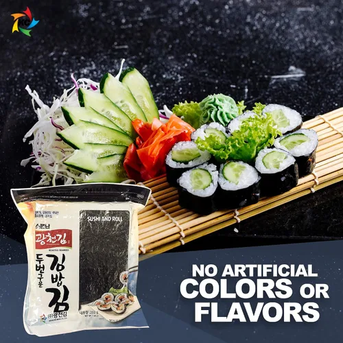Vista 3 de 100 hojas completas Yaki Sushi Nori de algas asadas para rollos y envolturas, Laver 200 gramos - 7.05 onzas - 100 hojas