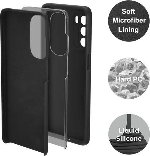 Vista 4 de Funda para Moto G Stylus 5G 2022 (no para versión 4G), silicona líquida suave protectora y forro de microfibra antiarañazos, a prueba de golpes Negro