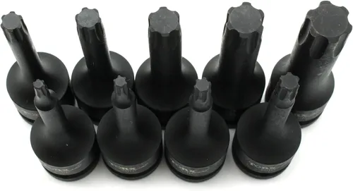 Vista 2 de TEMO 9 pc Torx Plus IP 3 pulgadas largo 6 puntos negro Impact Bit Socket Set 1/2 pulgadas Square Drive Auto reparación herramienta