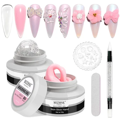 Vista 10 de MIZHSE - Gel constructor sólido para uñas, 3.53 oz, gel para esculpir 3D transparente para uñas 3.53 oz transparente