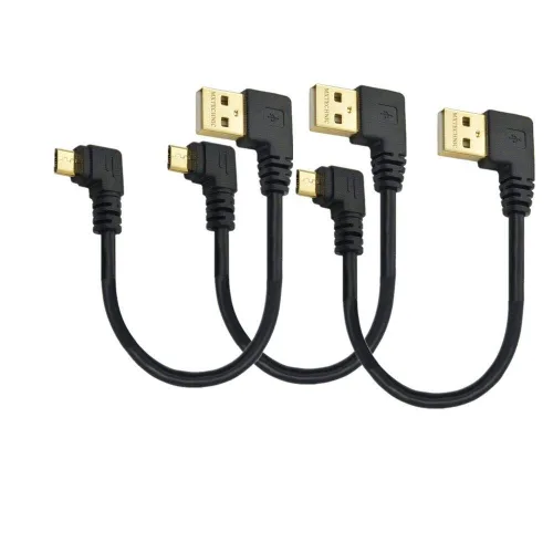 Vista 8 de Cable de datos mini USB de 10 pulgadas, 90 grados, USB en ángulo recto, niquelado, corto USB 2.0 -A-Macho-4Pin a ángulo recto Mini-B-5Pin para Mini