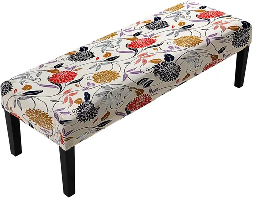 Vista 13 de Fuloon - Funda elástica de jacquard para banco de comedor, antipolvo, desmontable, funda para banco lavable, protector de cojín de asiento para Beige