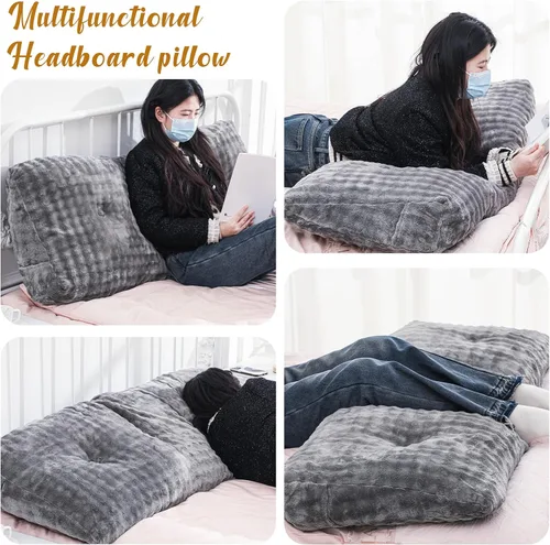 Vista 5 de Almohada de cuña triangular para cabecero de cama, respaldo de lectura, almohada de cuña con funda extraíble, soporte de espalda para litera