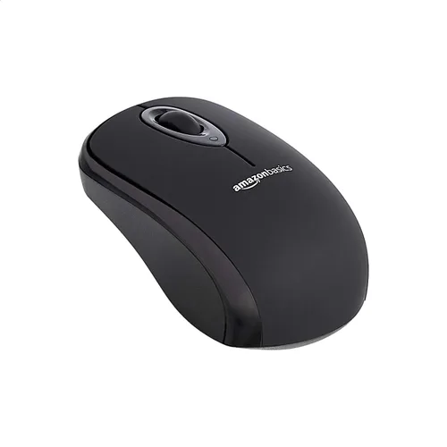 Vista 7 de Amazon Basics Ratón óptico inalámbrico para computadora de 2,4 GHz con receptor nano USB, negro