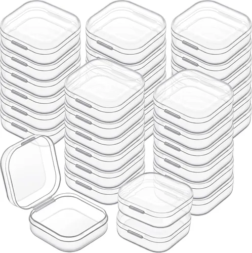 Vista 30 de 6 piezas de mini contenedores de almacenamiento de cuentas de plástico transparente para recolectar artículos pequeños, cuentas, joyas, tarjetas