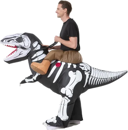 Vista 7 de HSCTEK Disfraz inflable de dinosaurio esqueleto para adultos