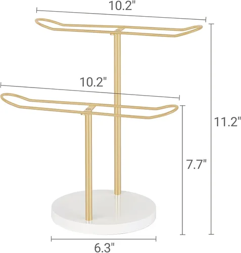 Vista 6 de Organizador con soporte para diademas Dahey de metal de 2 niveles, soporte de exhibición para aros para el pelo, organizador para diademas