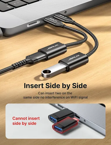 Vista 4 de JSAUX Adaptador USB C a USB 3.0 [2 unidades], USB C macho a USB hembra OTG adaptador compatible con MacBook Pro/Air, iPhone 17 Pro Max/iPhone Negro