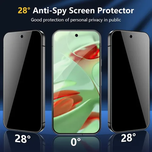 Vista 3 de 2 Pack Privacy Screen Protector for Google Pixel 9 Pro XL 28° Anti Spy, Anti Scratch, Easy Installation（Doesn’t Support Fingerprint Sensor）
