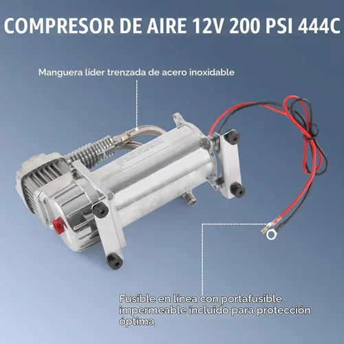 Vista 5 de Compresor de aire de cromo de 12V 444C 200 PSI para automóvil/motocicleta