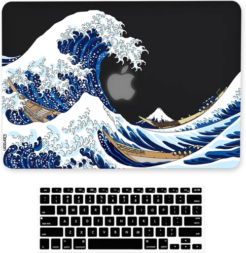 Vista 9 de Funda para MacBook Air de 13 pulgadas (modelo: A1466 y A1369, versión 2010-2017), efecto 3D, cubierta dura transparente negra mate y cubierta