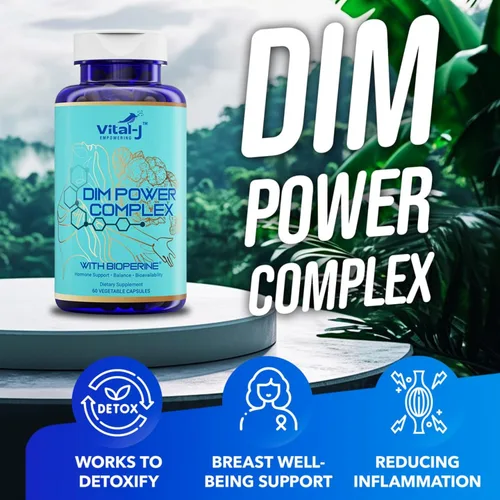 Vista 4 de Complejo potente DIM 4 en 1 de 300 mg – Equilibrio de estrógeno y metabolismo, energía y menopausia Suplemento de apoyo con bioperina (x4), calcio