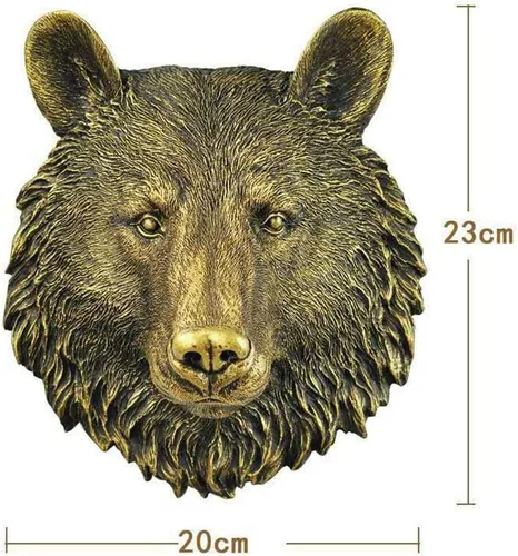 Vista 4 de MagiDeal Taxidermia grande de cabeza de animales falsos montada en la pared, decoración rústica de granja, decoración de pared, oso