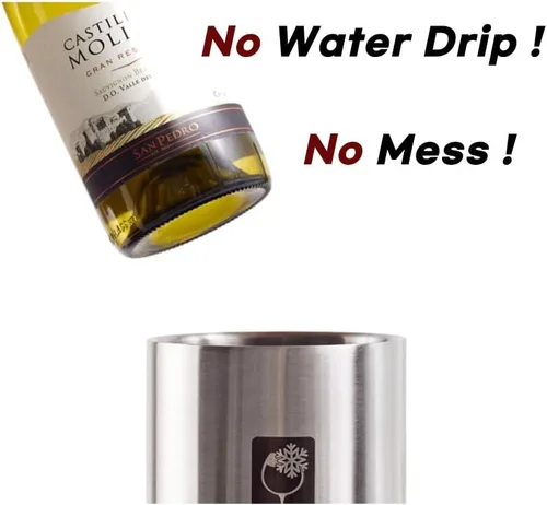 Vista 5 de Cubo enfriador de vino con piedra de hielo inoxidable, cubo de champán para botella individual de 25.4 fl oz de frío hasta 5 horas, cubo enfriador