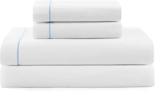 Vista 21 de Tommy Hilfiger - Sábanas para cama individual, ropa de cama de percal de algodón crujiente y fresca con funda de almohada a juego, juego de cama