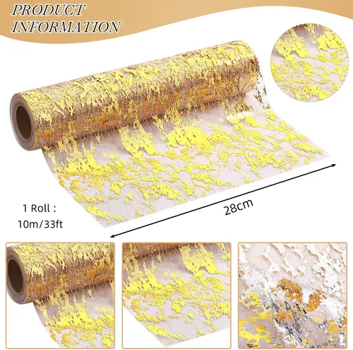 Vista 2 de Tegeme Camino de mesa dorado metálico de 11 pulgadas x 33 pies con purpurina metálica fina decoración de mesa de tela dorada con lentejuelas