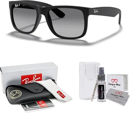 Vista 2 de Ray-Ban Justin RB4165F Square Asian Fit Low Bridge Sunglasses for Men +BUNDLE with ACCESSORY EYEWEAR KIT