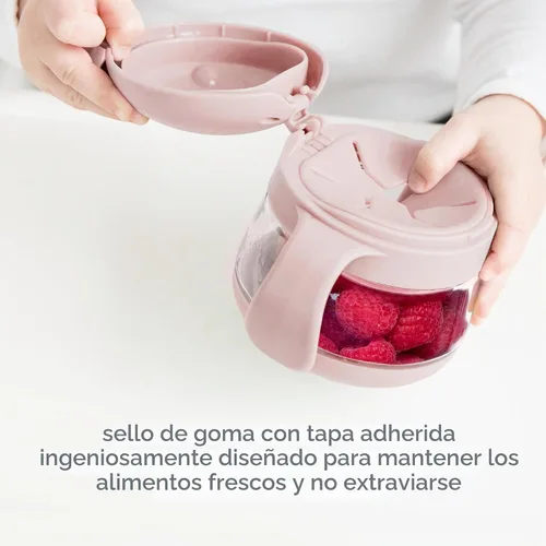 Vista 7 de Ubbi Tweat Contenedor de snacks sin derrame para niños, libre de BPA, tazón de viaje para niños pequeños, rosa rubor Tritan - Tazas a prueba