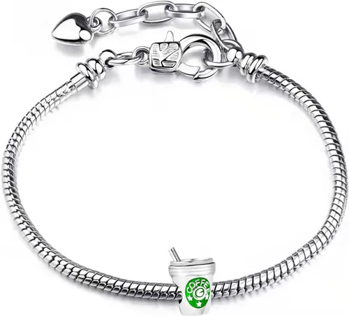 Vista 2 de Abalorio de taza de café para amantes del café, compatible con pulseras Pandora
