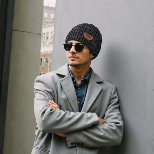 Vista 13 de Loritta Gorro de invierno cálido de punto grueso y holgado para hombre