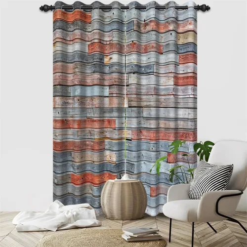 Vista 81 de Cortinas rústicas para ventana de puerta de granero, puerta de madera gris, puerta de garaje, tratamiento de ventana para sala de estar, dormitorio