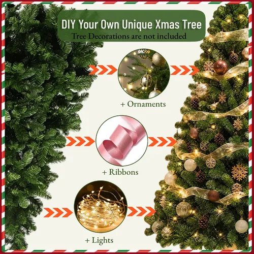 Vista 7 de Árbol de Navidad artificial verde sin luz de 6 pies con 480 puntas de ramas