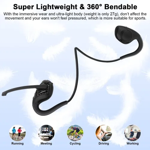 Vista 6 de Giveet Auriculares Bluetooth 5.2, auriculares estéreo inalámbricos de conducción de aire con micrófono con cancelación de ruido, 8 horas
