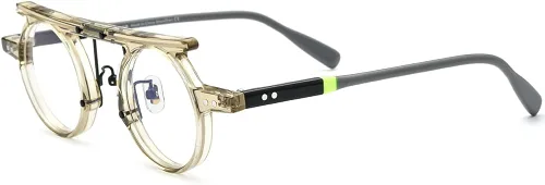 Vista 5 de HEPIDEM Marco de gafas de acetato para hombre gafas redondas retro para mujer gafas ópticas