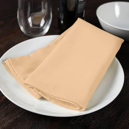 Vista 2 de Avalon Kitchen Servilletas de tela beige a granel (paquete de 24) – Servilletas de lino 100% poliéster, lavables y reutilizables, duraderas