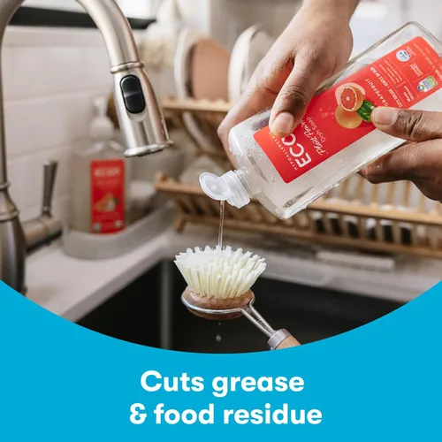 Vista 5 de ECOS Jabón para platos, reduce la grasa y los residuos de alimentos, sin productos químicos agresivos, hipoalergénico para pieles sensibles