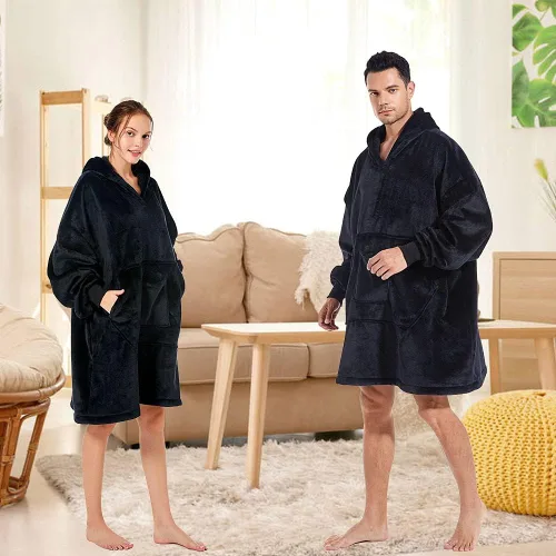 Vista 7 de REDESS Blanket Hoodie Sweatshirt, Wearable Blanket Oversized Sherpa with Sleeves and Giant Pocket, Cozy Hoodie for Adult Kids
