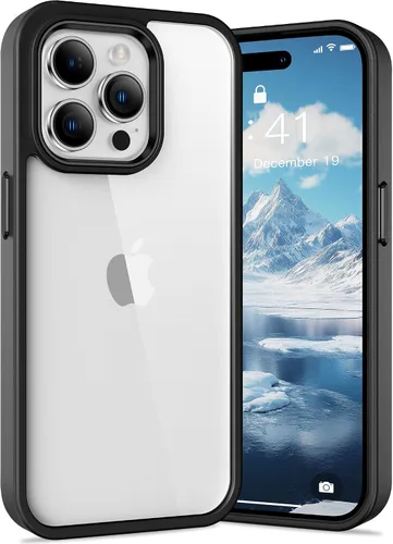 Vista 49 de Vakoo Funda transparente para iPhone 11 Pro Max, antiamarilleo, color negro