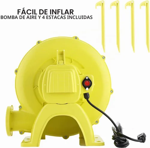 Vista 6 de AKEYDIY Toboganes acuáticos inflables, estilo castillo, parque acuático inflable al aire libre con escalada, borde de baloncesto, piscina