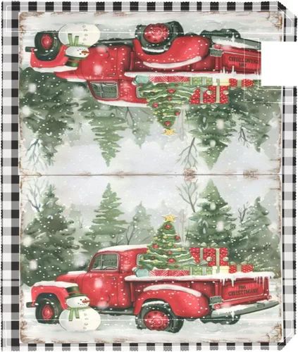 Vista 2 de Funda Magnética para Buzón Feliz Navidad Camión Árbol Tamaño Grande Muñeco de Nieve de Invierno Cuadros Buffalo Fundas para Buzón Tamaño Estándar