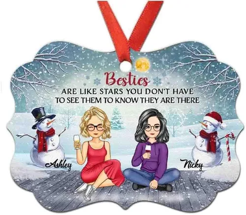 Vista 33 de Adorno personalizado con texto en inglés «Best Friend are Hard to Find Because The Very Best is Already Mine», adorno de Navidad personalizado 2023
