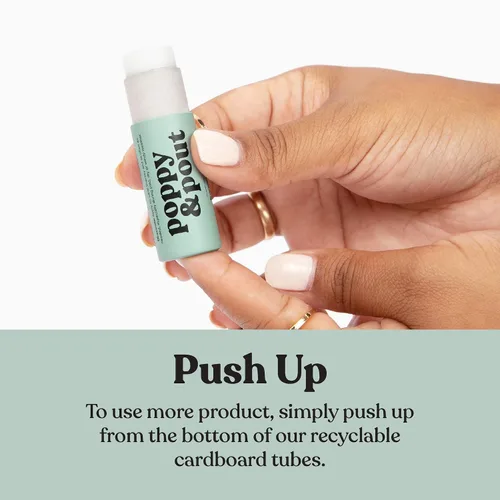 Vista 8 de Paquete de 3 unidades + caja de regalo, bálsamo labial Poppy & Pout 100% natural, tubo de cartón, rellenado a mano, cera de abejas, vitamina E