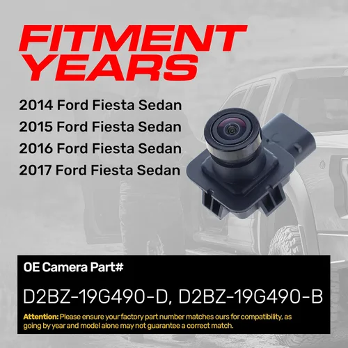 Vista 2 de Master Tailgaters Repuesto para Ford Fiesta Sedan (2014-2017) Cámara de respaldo OE N.° de pieza D2BZ-19G490-D, D2BZ-19G490-B